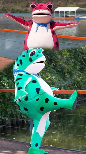 Vista 6 de Disfraz de rana inflable, disfraz de cosplay para adultos, disfraces de festival, divertidos disfraces de animales de dibujos animados..