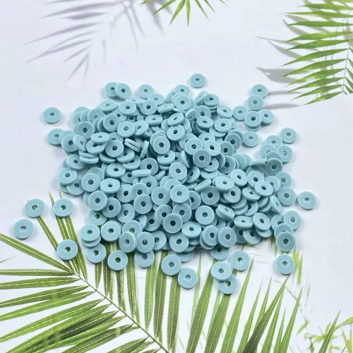 Vista 2 de 2000 cuentas de vinilo Heishi planas, redondas, de arcilla polimérica, espaciadoras para hacer pulseras, collares, aretes, accesorios para blanco