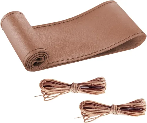 Vista 10 de Bittwee Funda para volante de automóvil, protector de volante de costura DIY, envolvente de piel de microfibra transpirable antideslizante