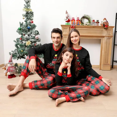Vista 4 de ANGELGGH Matching Family Christmas Pajamas Sets, Holiday PJs with Top and Pants, Cute 2 Piece Sleepwear for CouplesWomenMen