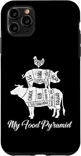Vista 11 de iPhone 15 My Food Pyramid Cow Pig Chicken Funny Carnivore Meat Eater Case