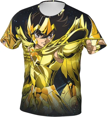 Vista 2 de Saint Anime Seiya - Camiseta de manga corta para hombre, suave, casual, unisex, cuello redondo, camiseta de entrenamiento