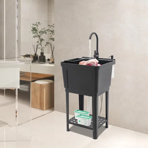 Vista 2 de Fregadero utilitario, fregadero de lavandería independiente, bañera de lavandería que ahorra espacio, fregadero portátil, lavabo de mano