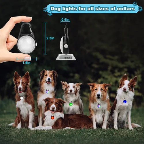 Vista 7 de Collar de perro con clip para caminar nocturno, 4 modos, negro, paquete de 2