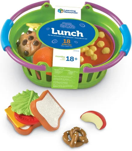 Vista 2 de Learning Resources New Sprouts Canasta de Almuerzo, Comida de Juguete, Set de 18 Piezas, Edades 18 Meses+