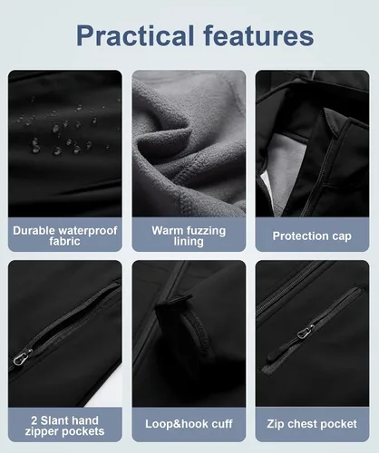 Vista 6 de CREATMO US Chaqueta táctica ligera impermeable larga Softshell con forro polar cortavientos para mujer