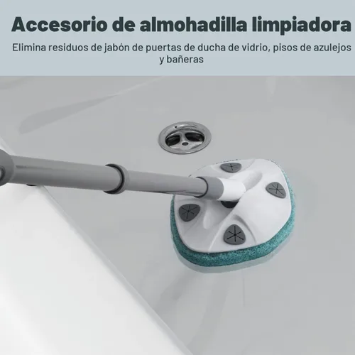 Vista 4 de Casabella Cepillo para bañera y azulejos con mango extensible de 28 pulgadas y almohadilla para fregar