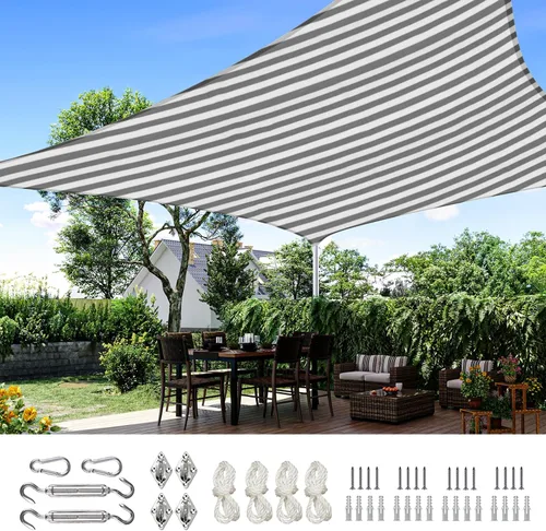 Vista 34 de Quictent Toldo rectangular de polietileno de alta densidad de 6.53 oz, 98% de bloqueo UV, para patio, jardín, cubierta comercial con kit de Marrón