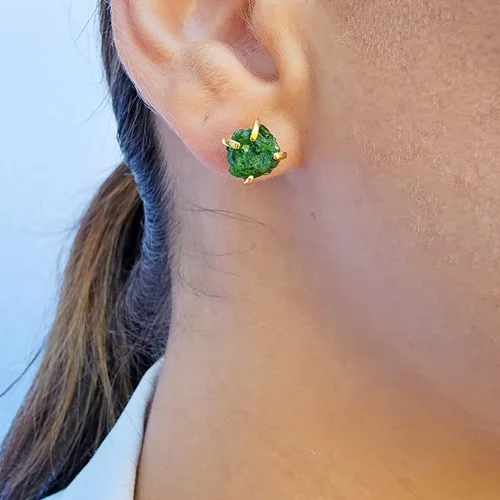 Vista 47 de Aretes de piedra preciosa natural en bruto con oro amarillo sobre plata de ley 925, 6 a 0.276 in, regalo de piedra de nacimiento de calidad genuina