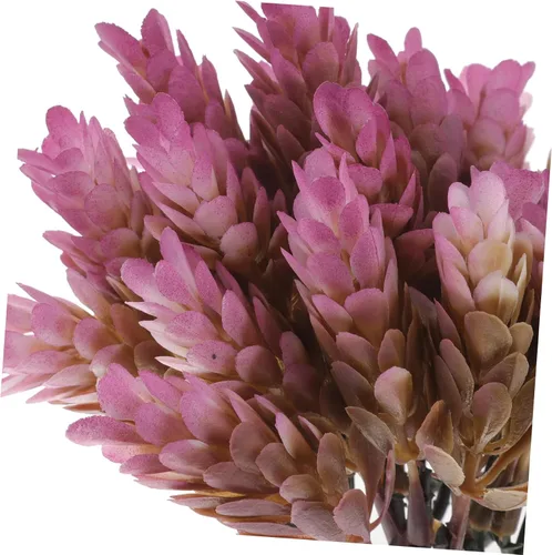 Vista 3 de Amosfun 5 ramas, 6 cabezas, tallos de plantas artificiales de piña, césped, decoración para oficina en casa (morado)