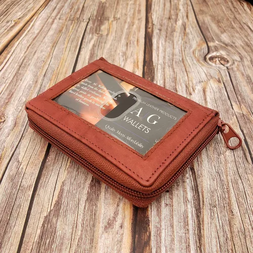 Vista 3 de Cartera de cuero con cremallera alrededor de los hombres con inserciones, Borgoña, Cartera con cremallera