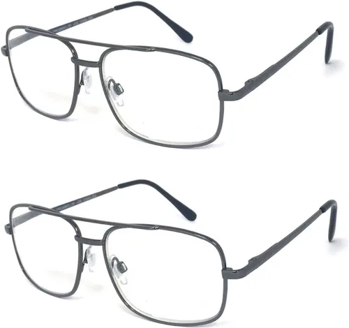 Vista 4 de 2 pares de gafas de lectura con bisagra de resorte, marco de metal, sin línea, progresivas