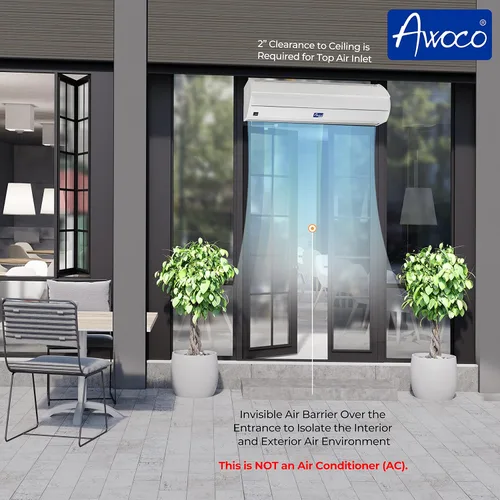 Vista 7 de Cortina de aire Awoco; 900 CFM; para uso comercial en interiores sobre puertas; con interruptor; resistente; 36 pulgadas, Blanco, 36