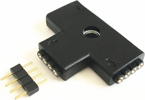 Vista 4 de 10 conectores hembra en forma de T de 0.394 in, 4 pines de 3 extremos para tira de luz LED RGB 5050 Flex (forma T)