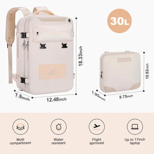 Vista 2 de Maelstrom - Mochila de viaje para hombres y mujeres, portátil de 17.3 pulgadas con compartimento para zapatos Detachable Crossbody Bag