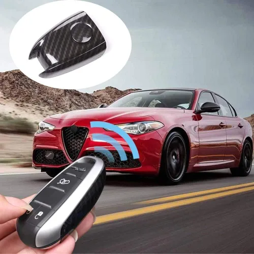 Vista 9 de ABS Car Key Shell Key Case Cover Trim para Alfa Romeo Giulia Stelvio 2017-2019 (negro)