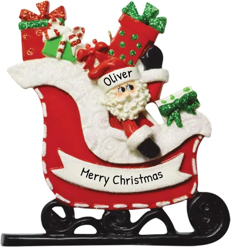 Vista 10 de Adorno personalizado para árbol de Navidad 2024 – Adorno de Navidad de la segunda Navidad de Papá Noel 2024 esperando para árbol de Navidad, adorno