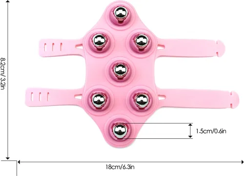 Vista 3 de Masajeador de guantes en forma de palma Manual de masaje de mano 7 Rodillo de 360 grados Bola de rodillo mental Rosa