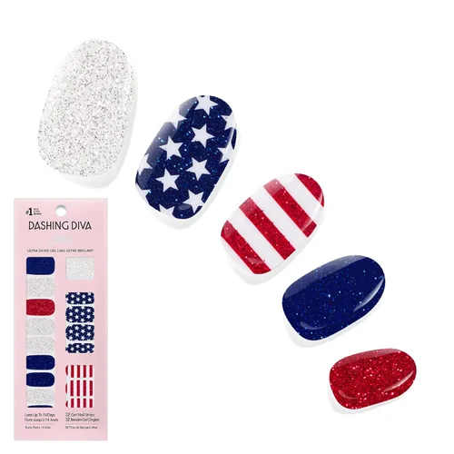 Vista 10 de Dashing Diva Flor Azul - Tiras de uñas de gel brillantes, sin rayos UV, resistentes al astillado, de larga duración, juego de manicura de 3 piezas