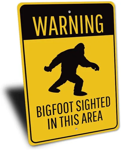 Vista 3 de Warning: Bigfoot Sighted in This Area, Road and Path Warning Sign, Bigfoot Sighting Warning Aluminum Sign - 8" x 12