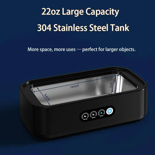 Vista 5 de Limpiador ultrasónico, 2025 mejorado 22oz 48KHz Máquina ultrasónica de limpieza de joyas para anteojos, brochas de maquillaje, relojes, dentaduras