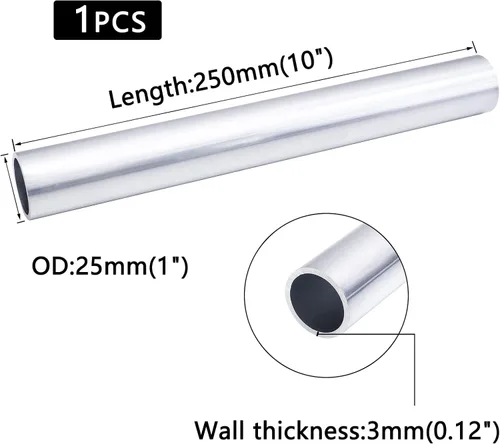 Vista 2 de 6061 Tubo de Aluminio, Tubo Redondo de Aluminio Sin Costuras de 1 Pulgada de Diámetro Exterior, Pared de 0.12 Pulgadas x 10 Pulgadas de Longitud
