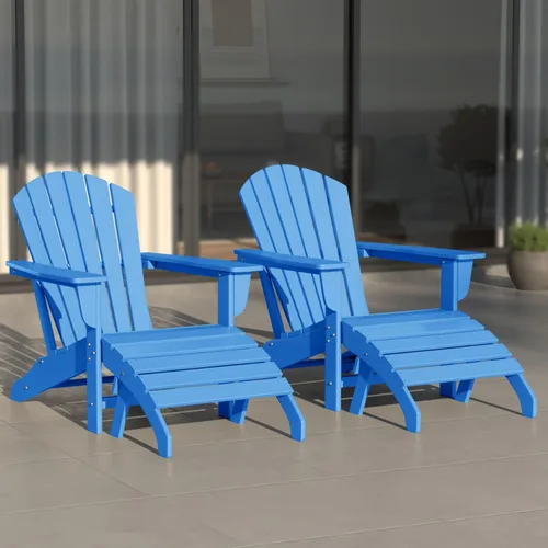 Vista 22 de WestinTrends Dylan - Silla Adirondack para exteriores con otomana, juego de 2 piezas, color negro