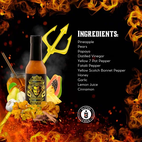 Vista 6 de Hellfire Devil's Blend Scotch Bonnet, salsa picante estilo caribeño, 5 onzas