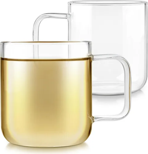 Vista 6 de Teabloom Juego de dos vasos de vidrio de borosilicato de primera calidad, 6 onzas, sin manchas y aptos para microondas