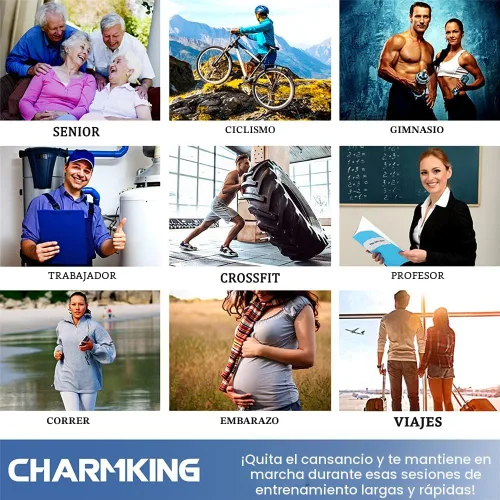 Vista 7 de CHARMKING Calcetines de compresión para mujeres y hombres para circulación (8 pares) 15-20 mmHg, mejor soporte para ciclismo atlético