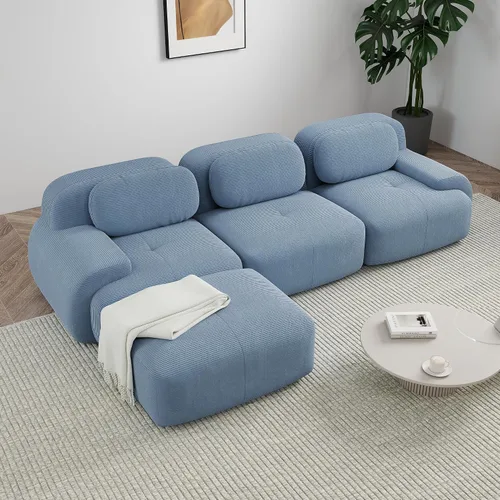 Vista 45 de Sofá sin hueso de 82 pulgadas, cómodo sofá cama de dos plazas, sofá comprimido con asiento profundo, sofá nube de pana para sala de estar