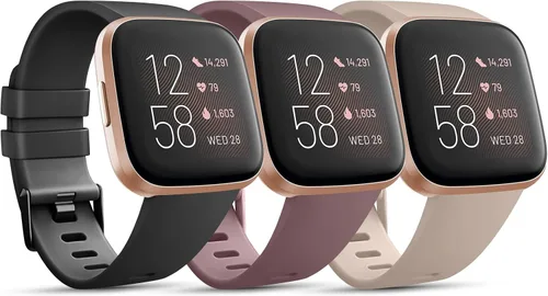 Vista 11 de PAQUETE DE 3 Bandas de Silicona Suave Compatibles con Fitbit Versa Bandas Deportivas Ajustables para Mujeres y Hombres Tallas Pequeña y Grande