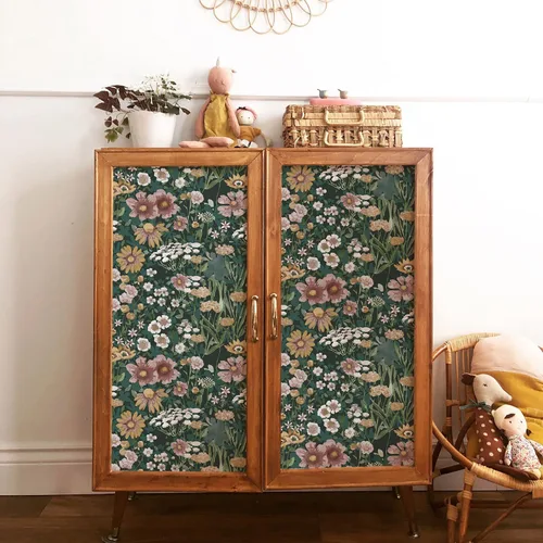 Vista 4 de Orainege Papel tapiz autoadhesivo para despegar y pegar, diseño floral, estilo bohemio, vintage, de 16.9 x 118.1 pulgadas, diseño de margaritas