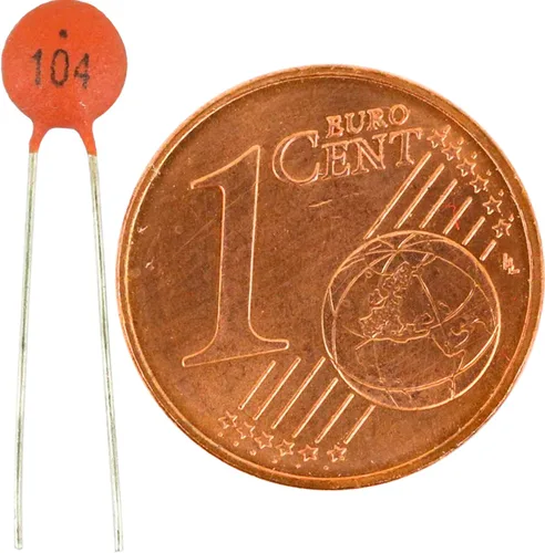 Vista 6 de 25pcs 100nF 0.1uF 104 50V +-20% M Condensadores de disco de cerámica DIP de bajo voltaje