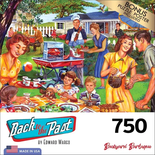 Vista 4 de RoseArt - Back to the Past - Backyard BBQ - Rompecabezas de 750 piezas para adultos