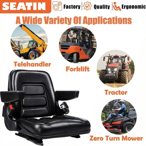 Vista 6 de SEATIN Asiento Universal para Montacargas, Asiento de Tractor, con Micro Interruptor, Reposabrazos y Cinturón de Seguridad, para Tractor, Cortadora