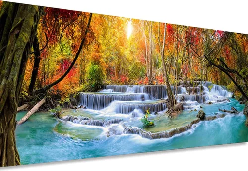 Vista 9 de Instarry Pintura de diamantes 5D para bricolaje, gran tamaño, taladro completo, diamantes de imitación de cascada, punto de cruz, decoración