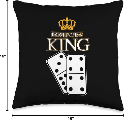 Vista 4 de Dominoes King Domino Bones Dominoes Player Gift King Bones Almohada de jugador de dominó, 16 x 16, multicolor