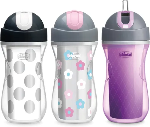 Vista 22 de Chicco Vaso con Pajita Abatible de 9 onzas Vaso Entrenador Aislado para Niños Pequeños con Pajita de Silicona Suave Sin Derrames Fácil