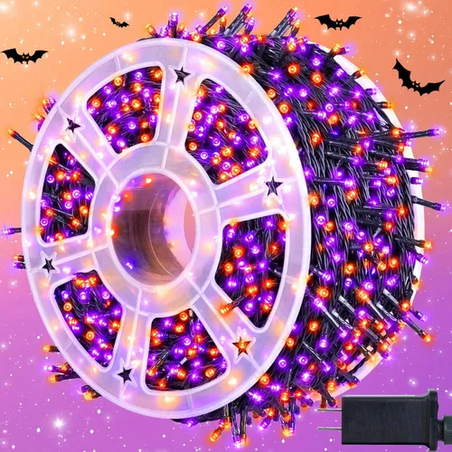 Vista 17 de kemooie 500 luces LED de Navidad rosadas, luces de Navidad de 164 pies para exteriores, enchufables, impermeables, con 8 modos de parpadeo