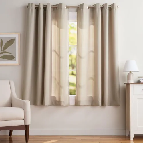 Vista 3 de Exclusive Home Loha - Par de paneles de cortinas de lino con ojales, 54 x 63 pulgadas, color beige