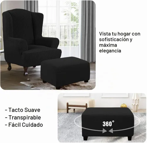Vista 4 de H.VERSAILTEX Funda Deslizable para Otomana Rectangular Ajuste de Longitud 29"-34" Reposapiés Fundas Deslizables para Sofá Funda para Taburete