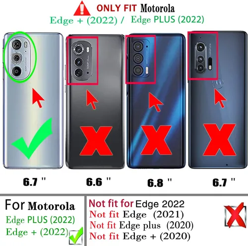 Vista 2 de Funda para Motorola Edge + 2022/Edge 30 Pro con [2 unidades] Protector de pantalla de cristal, para Moto Edge Plus 5G UW 2022, funda protectora