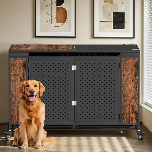 Vista 9 de Snuowu Jaula de perro indestructible resistente de 42 pulgadas para perros de alta ansiedad