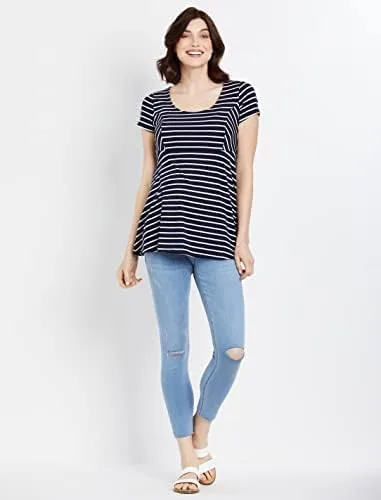 Vista 2 de Motherhood Maternity Women's Super Stretch Secret Fit Over The Belly Skinny Ankle Length Jeans Indigo Blue