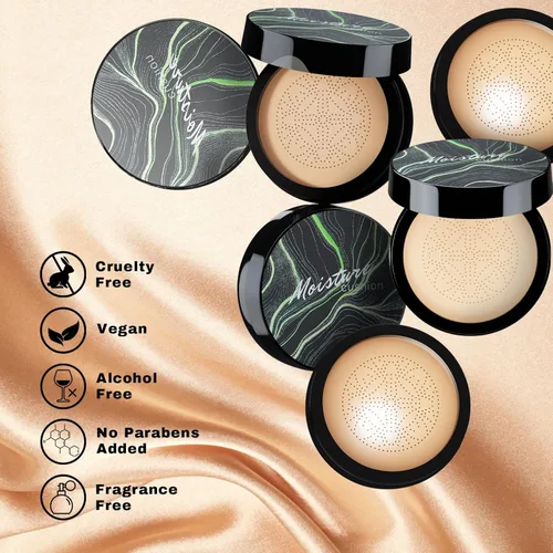 Vista 9 de Mushroom Head Air Cushion CC Cream - Base de maquillaje facial BB Cream para piel madura, corrector hidratante que ilumina el tono de piel uniforme