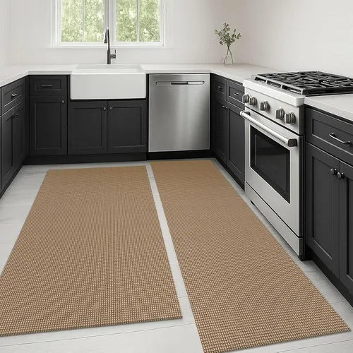 Vista 65 de KOZYFLY - Tapetes de pasillo, lavables, con respaldo de goma antideslizante, tapete de algodón para interiores, entrada, puerta trasera, habitación