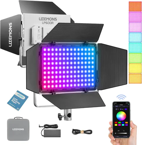 Vista 10 de Godox Luz de llave ES45, luz de video LED con soporte de escritorio extensible, control inalámbrico 2.4G, 0-100% de brillo y temperatura