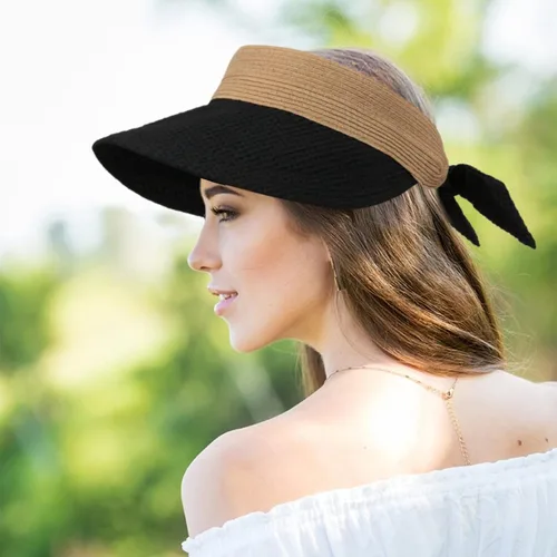 Vista 5 de Sombrero de visera de ala ancha para mujer, para verano, playa, deportes, golf, tenis, plegable
