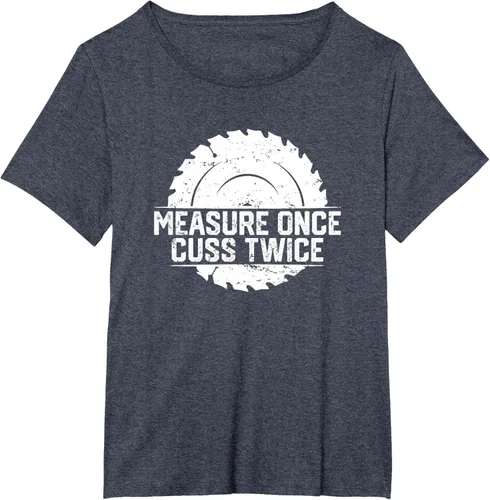 Vista 53 de Measure Once Cuss Twice, divertida camiseta de regalo para carpintería, Negro, S
